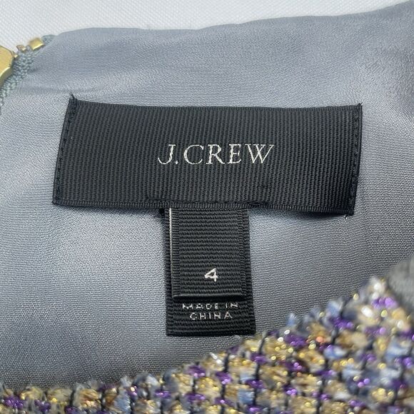 J. Crew Dress Gray Metallic Tweed Wool Blend Pleated Fit &Flare Mini 4 - Picture 4 of 16